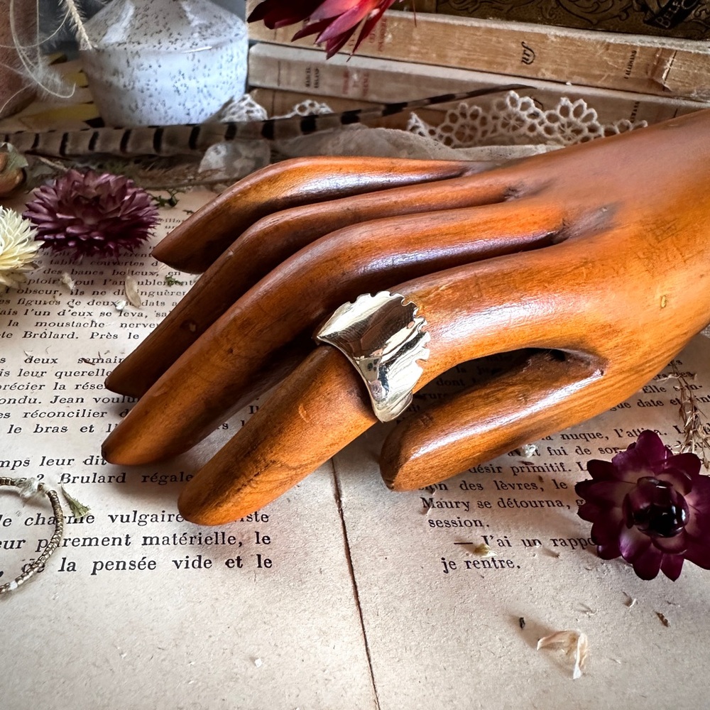 Abstract Southwestern Polished Solid Brass Statement Ring